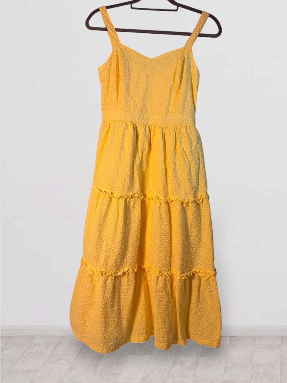Japna Women Yellow  Ruffle Sun Dress Size Medium